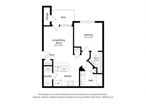 Wellington Ridge_1 Bedroom Floor Plan